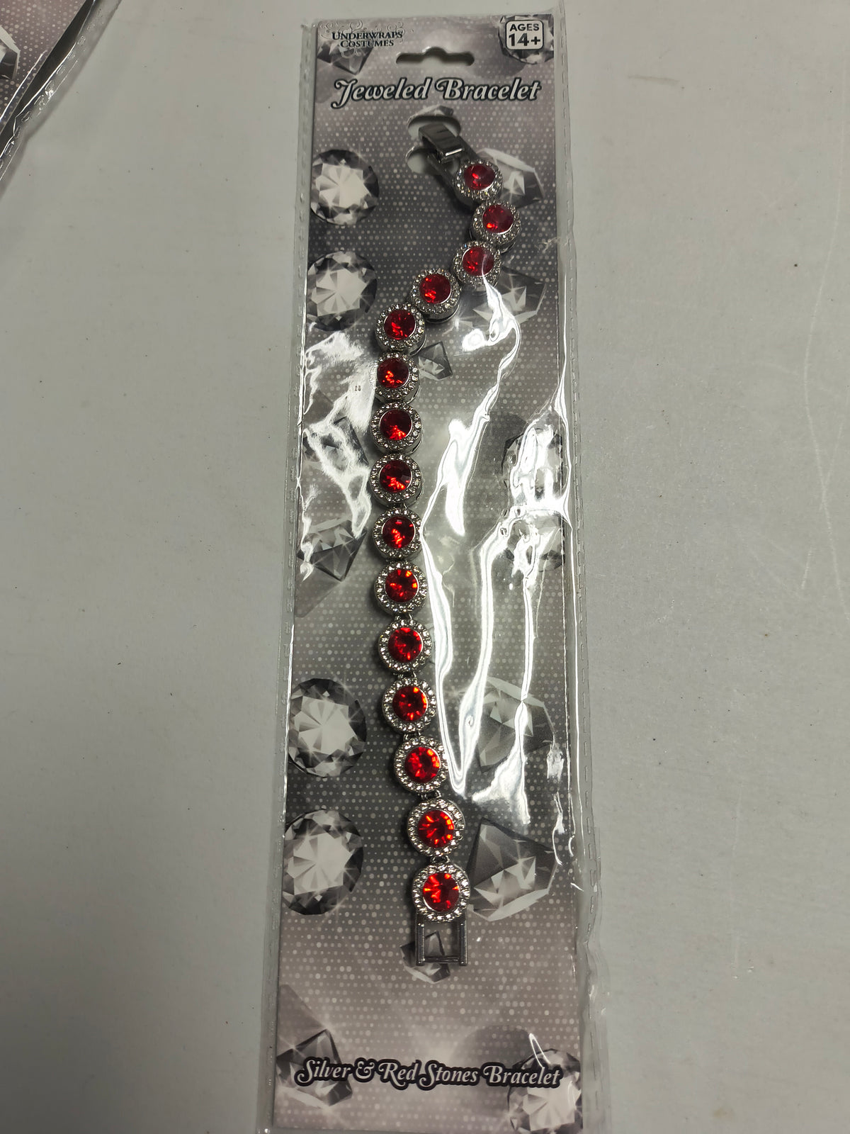 Jeweled Braclet - Silver/Red