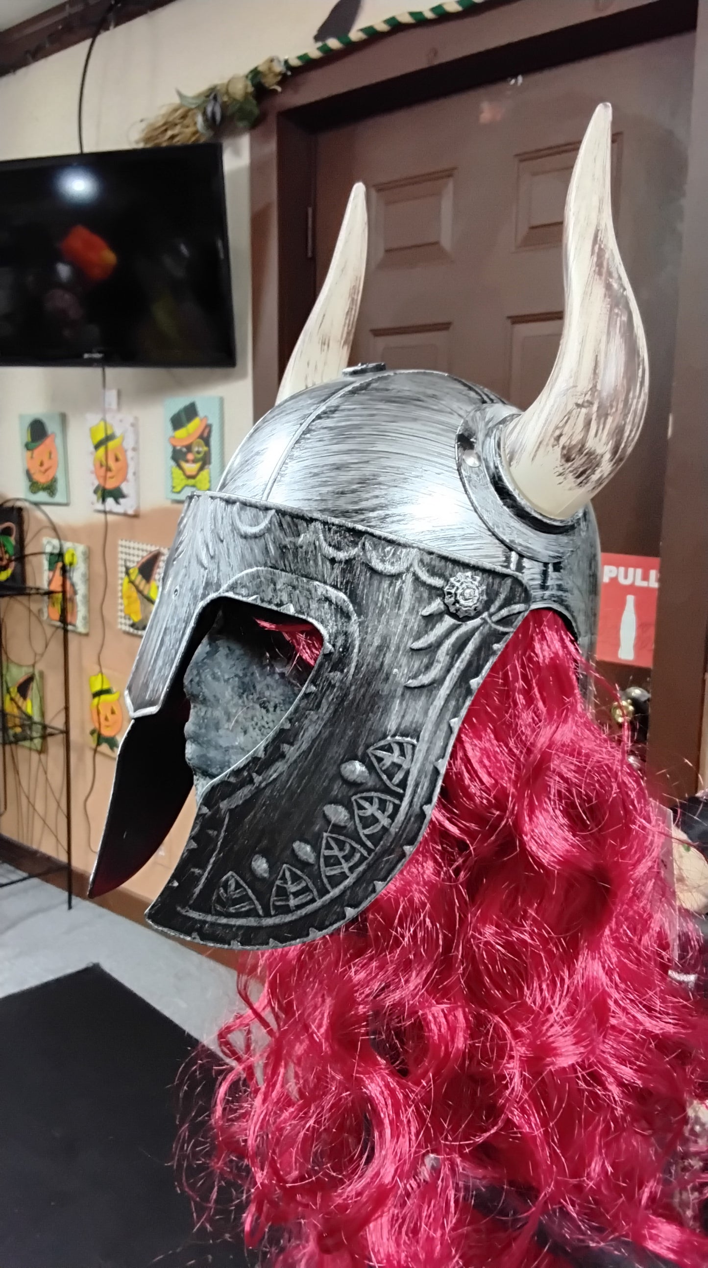 Silver Barbarian Horn Helmet