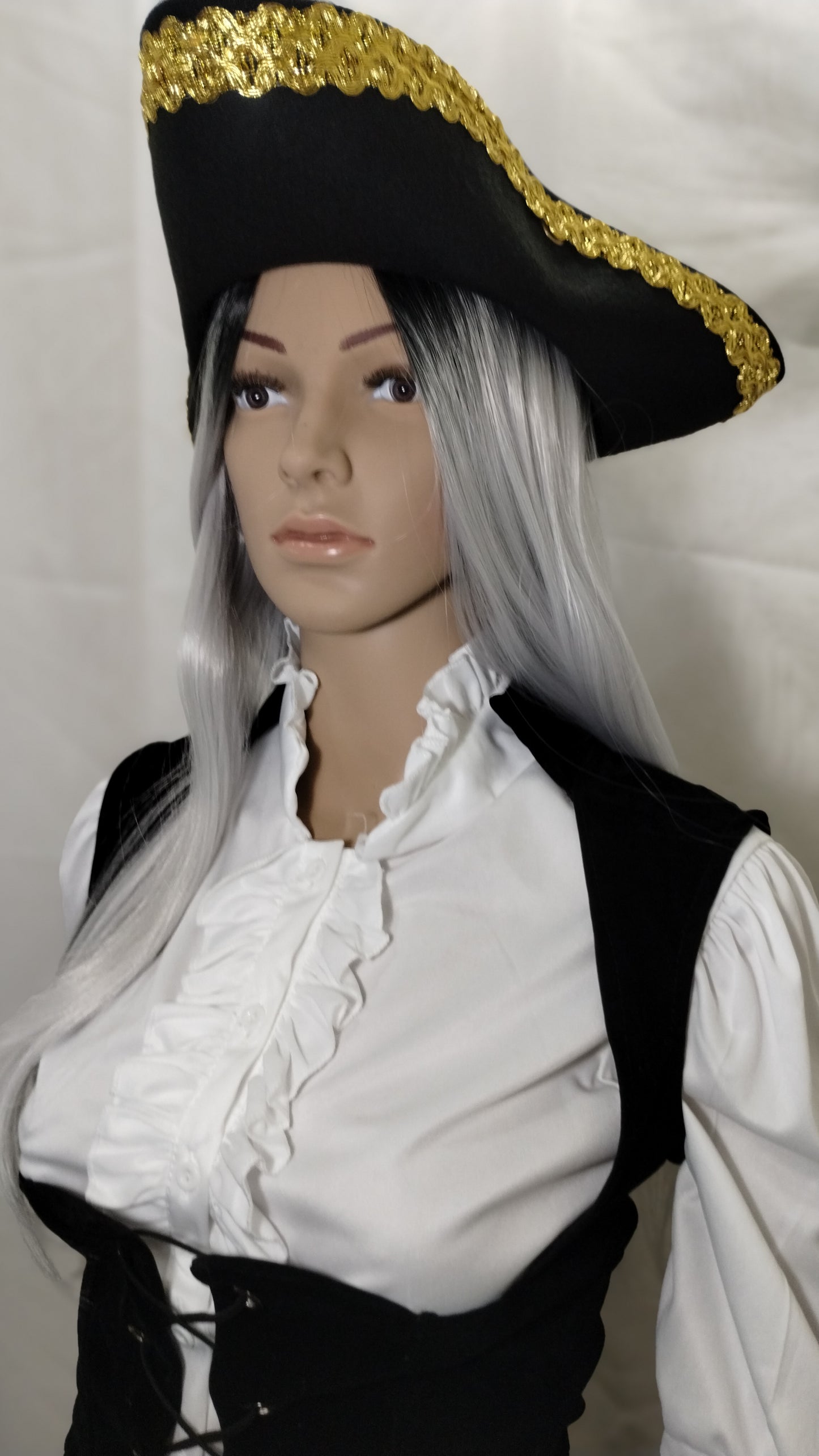 Black w/Gold Trim Pirate Hat